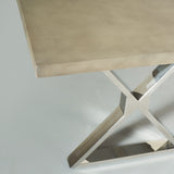 VERONA - Table de salle à manger en béton gris avec pieds chromés en X