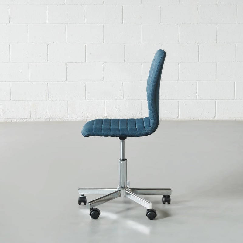 AMANDA - Chaise de bureau en tissu bleu