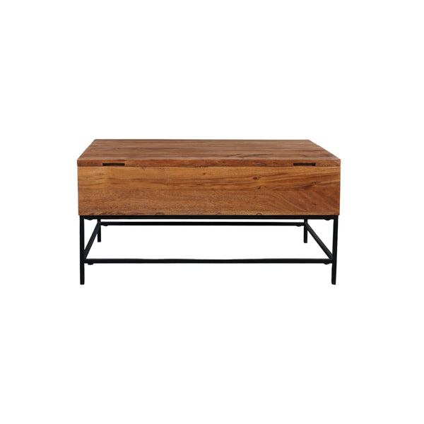 SEATTLE - Table basse en bois d'acacia massif avec rangement relevable