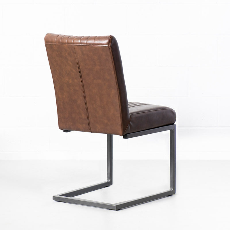 CAL - chaise industrielle vintage en cuir marron