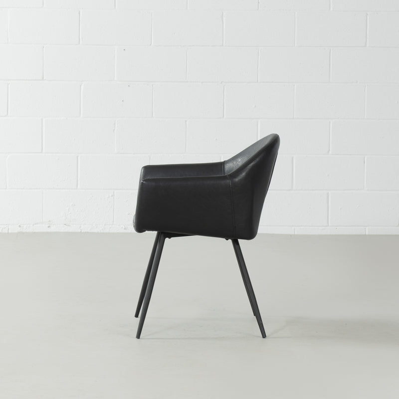 MILAN - fauteuil vintage en cuir noir