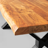 Table Basse en bois d'Acacia avec pieds X noirs / naturel