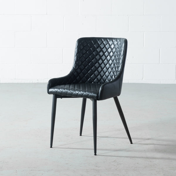 MATEO - Chaise en cuir noir