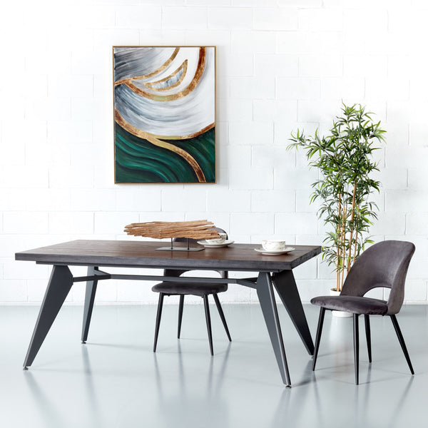 NORMA - Table de salle à manger en bois d'orme Zelkova (180 cm)