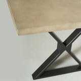 VERONA - Table de salle à manger en béton gris avec pieds noirs en X