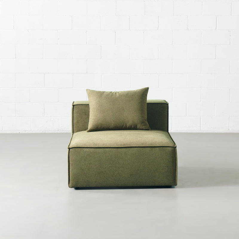Mason - Module de chaise sans bras en tissu vert
