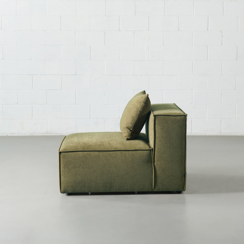Mason - Module de chaise sans bras en tissu vert