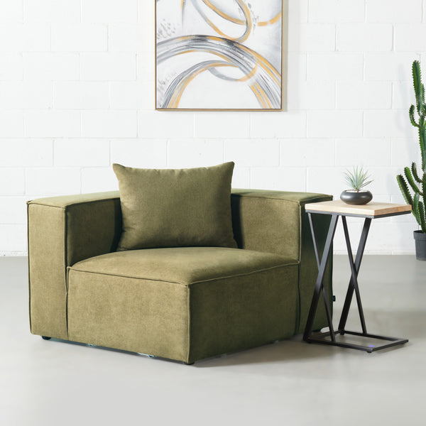 MASON - Module de chaise d'angle en tissu vert