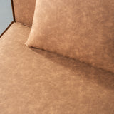 Mason - Module de chaise sans bras en cuir végétal brun