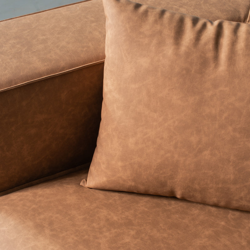 Mason - Module de chaise d'angle en cuir végétal brun