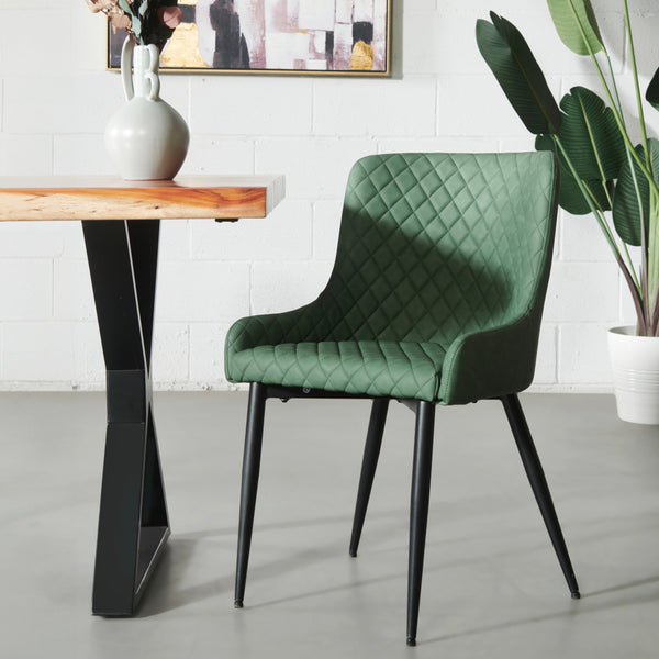 MATEO - Chaise en cuir vert