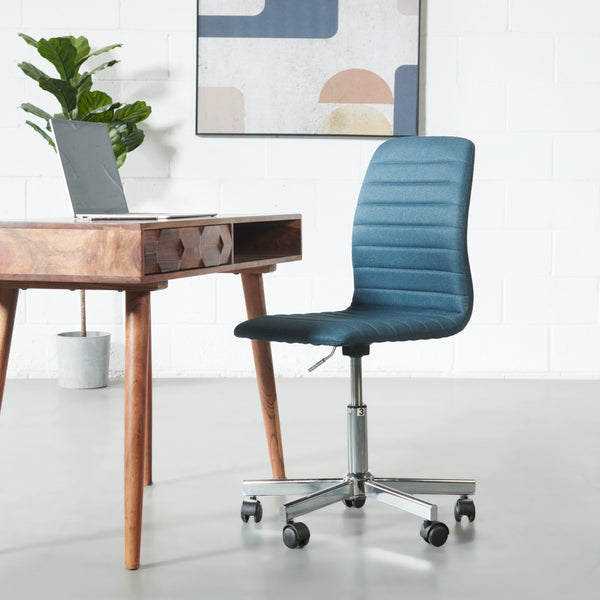 AMANDA - Chaise de bureau en tissu bleu