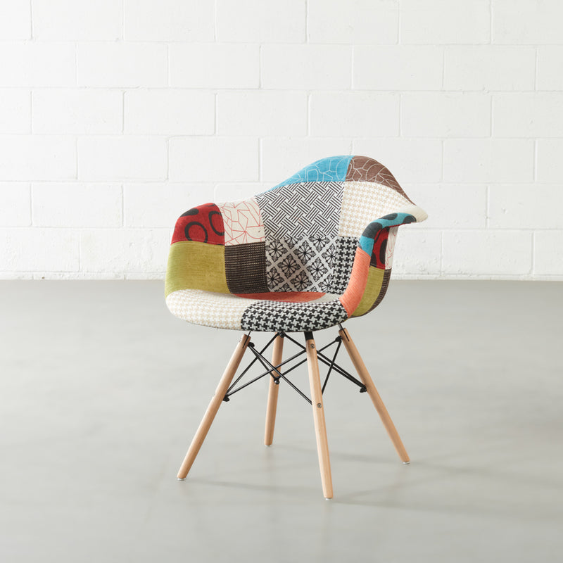 ESSEN - fauteuil patchwork en tissu multicolore