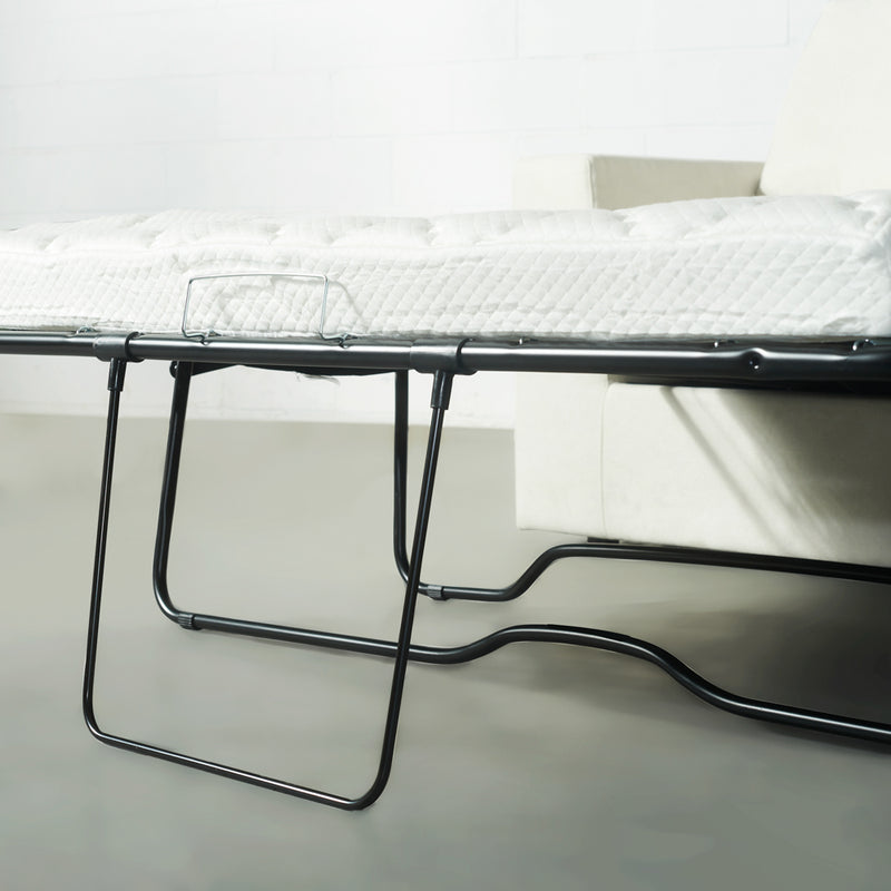 CAMERON - Canapé-lit en tissu crème avec matelas à mémoire de forme