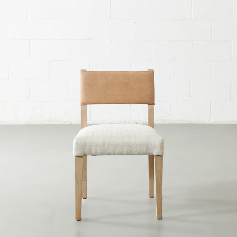 FERRA - Chaise de salle à manger en cuir tressé brun