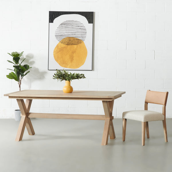 HERITAGE - Table de salle à manger fermière en bois de chêne