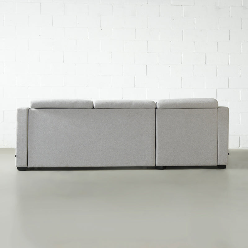 EVA - Canapé-lit sectionnel en tissu gris avec matelas à mémoire de forme et rangement - Droit