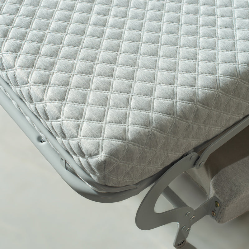 EVA - Canapé-lit sectionnel en tissu gris avec matelas à mémoire de forme et rangement - Gauche