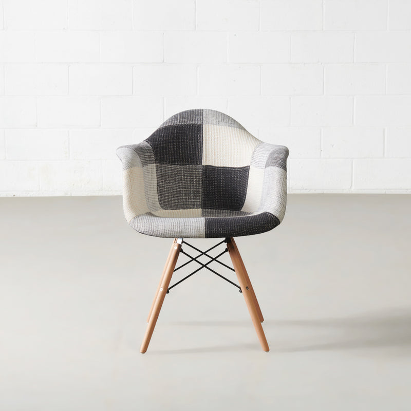 ESSEN - fauteuil patchwork en tissu gris monochrome