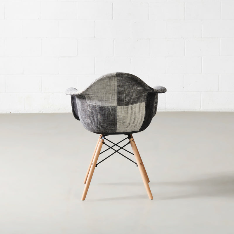 ESSEN - fauteuil patchwork en tissu gris monochrome