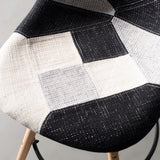 ESSEN - Tabouret patchwork en tissu gris monochrome