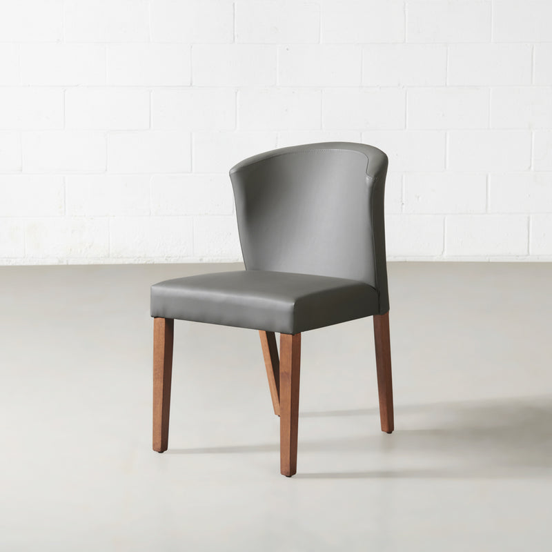 ALICIA - Chaise de salle à manger en cuir gris