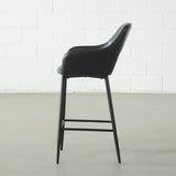 BROADWAY - Tabouret de comptoir en cuir noir