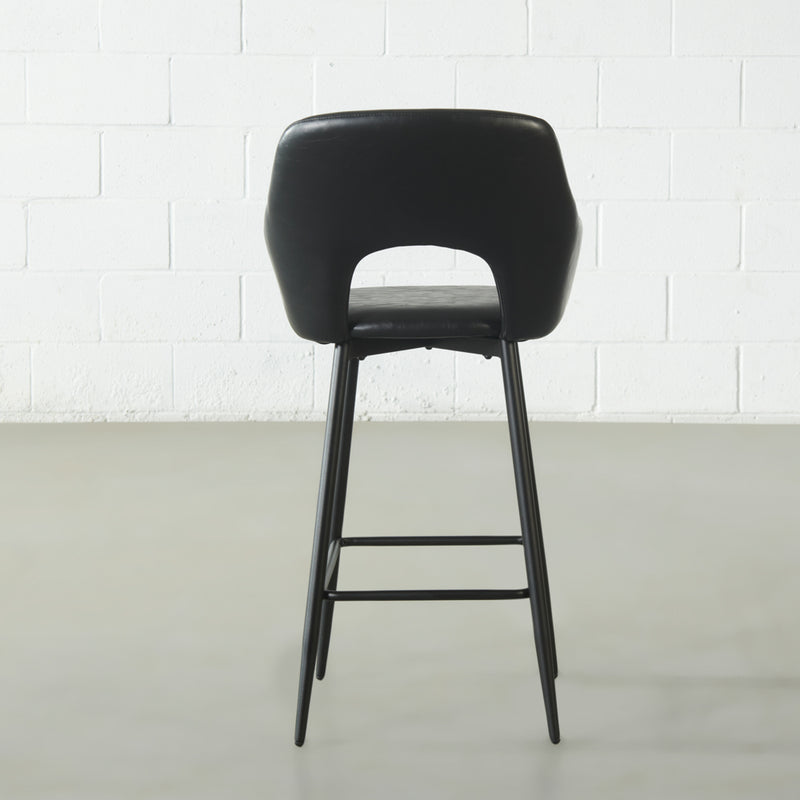 BROADWAY - Tabouret de comptoir en cuir noir