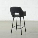 BROADWAY - Tabouret de comptoir en cuir noir