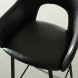 BROADWAY - Tabouret de comptoir en cuir noir