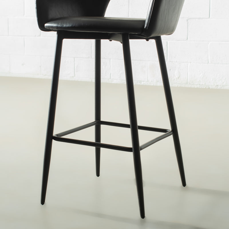 BROADWAY - Tabouret de comptoir en cuir noir