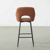 BROADWAY - Tabouret de comptoir en cuir brun