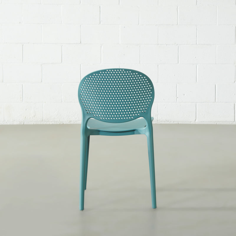 POLKA - Chaise de salle à manger en plastique bleu résistant aux UV