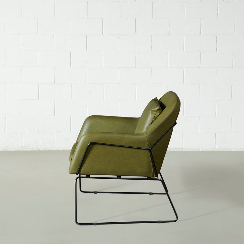 BROOK - Chaise longue en cuir vert