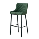 MATEO - Tabouret de bar en cuir vert (65 cm et 75 cm)