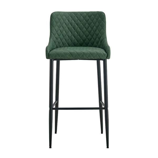 MATEO - Tabouret de bar en cuir vert (65 cm et 75 cm)