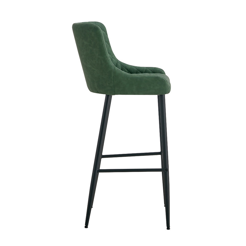 MATEO - Tabouret de bar en cuir vert (65 cm et 75 cm)