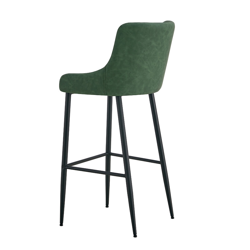 MATEO - Tabouret de bar en cuir vert (65 cm et 75 cm)