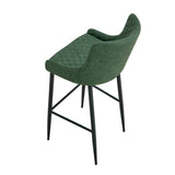 MATEO - Tabouret de bar en cuir vert (65 cm et 75 cm)