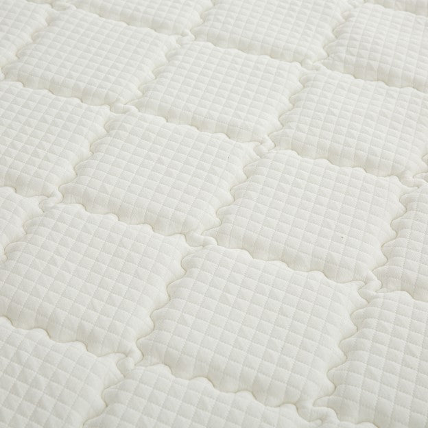 CAMERON - Canapé-lit en tissu crème avec matelas à mémoire de forme