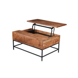 SEATTLE - Table basse en bois d'acacia massif avec rangement relevable