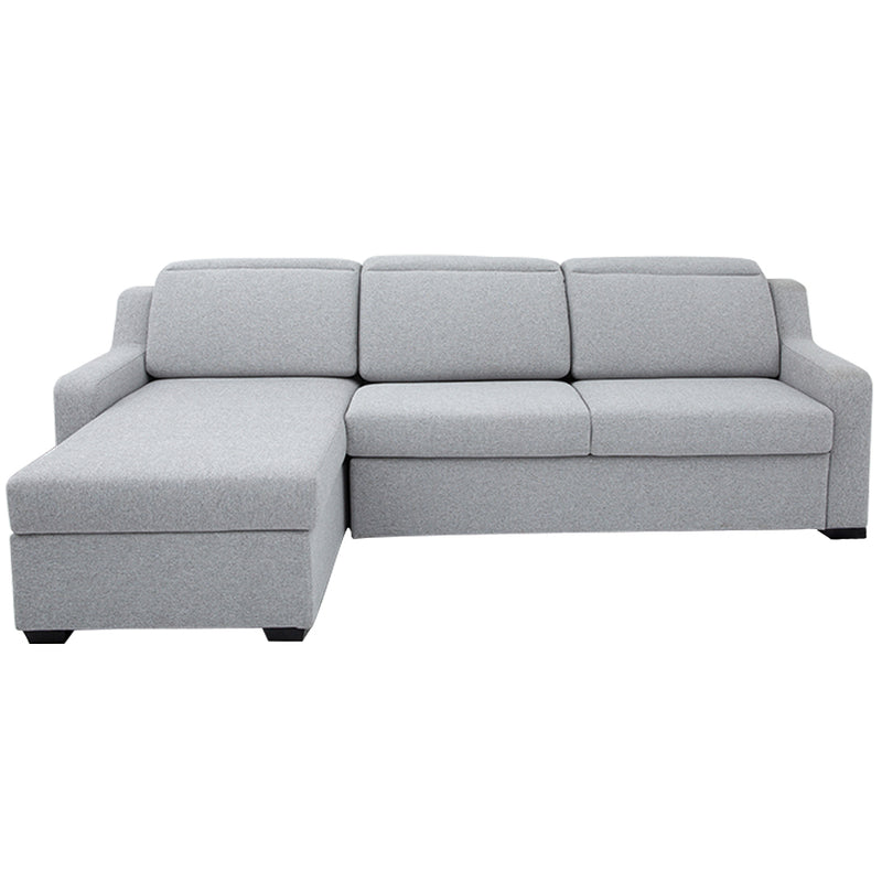 EVA - Canapé-lit sectionnel en tissu gris avec matelas à mémoire de forme et rangement - Droit