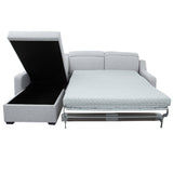 EVA - Canapé-lit sectionnel en tissu gris avec matelas à mémoire de forme et rangement - Droit