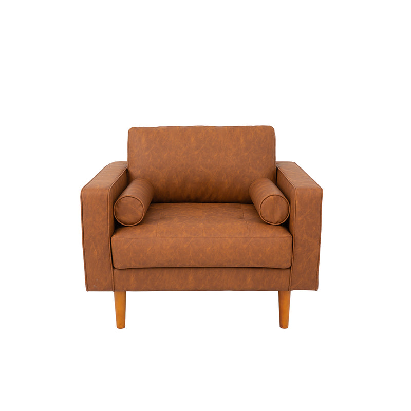 FONDA - Brown Vegan Leather Chair