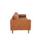 FONDA - Brown Vegan Leather 3-Seater Sofa