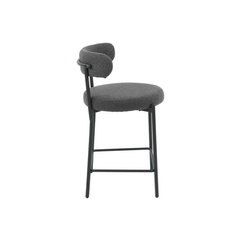 SAMANTHA - Black Boucle Fabric Counter Stool