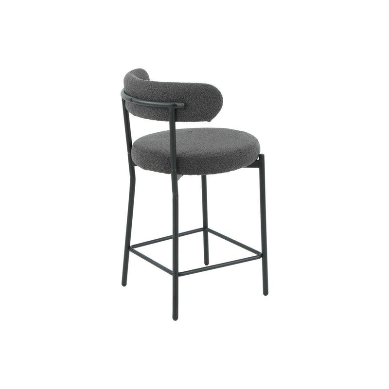 SAMANTHA - Black Boucle Fabric Counter Stool