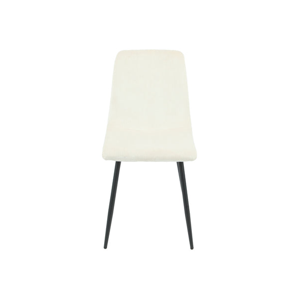 DIMA - Cream Lines Pattern Fabric Dining Side Chair