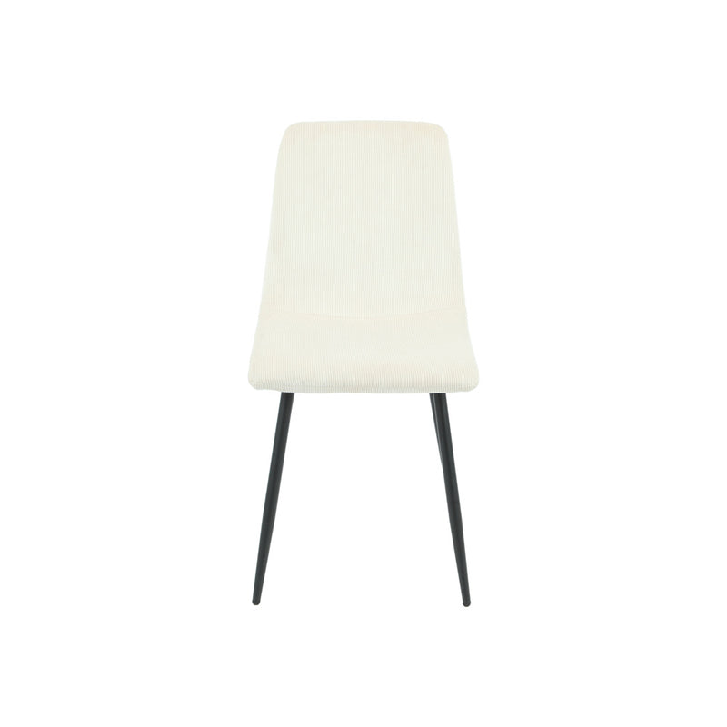 DIMA - Cream Lines Pattern Fabric Dining Side Chair