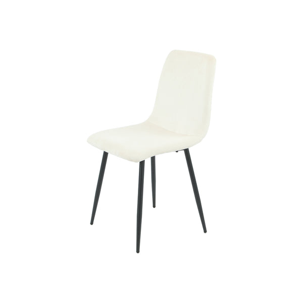 DIMA - Cream Lines Pattern Fabric Dining Side Chair